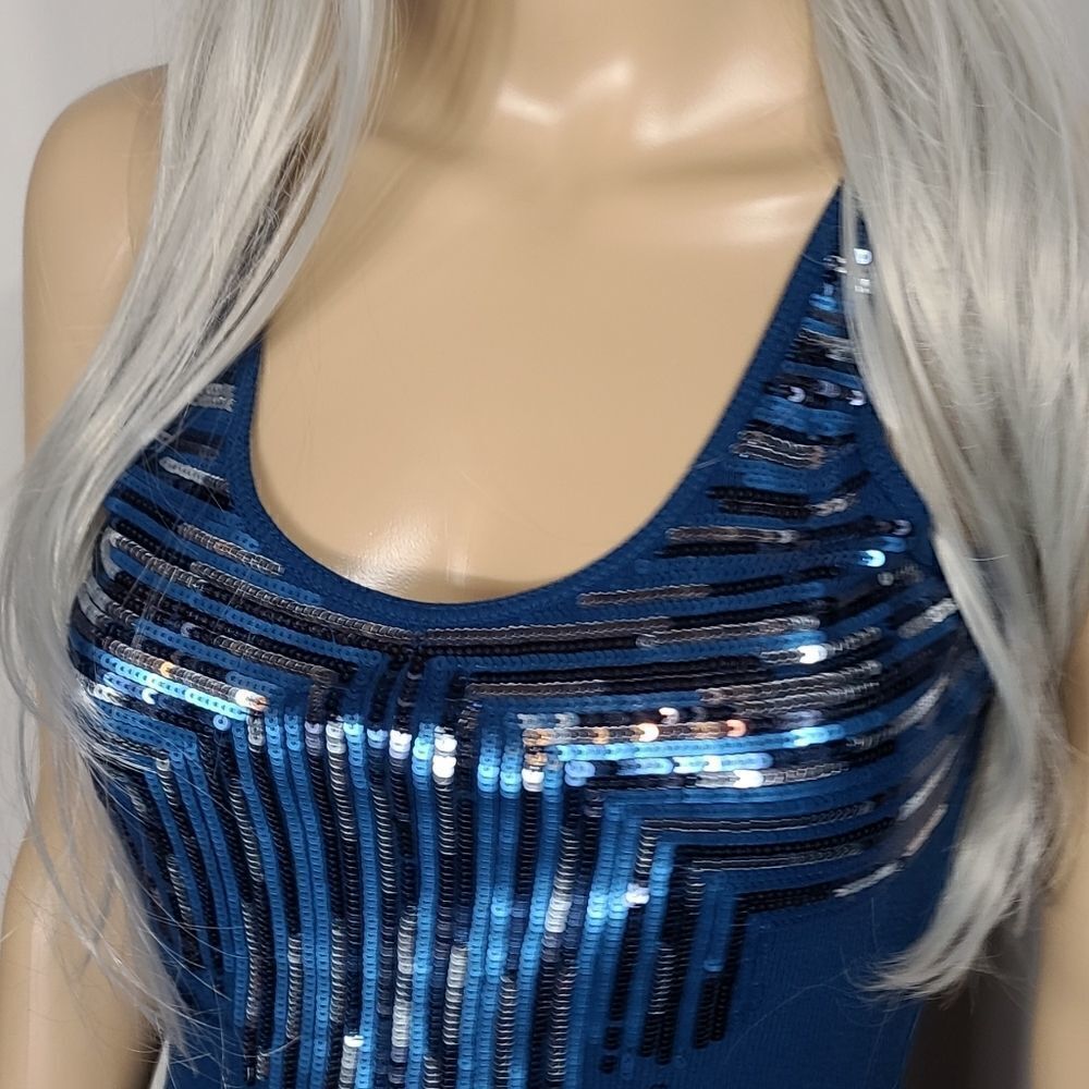 Express  Blue Sequence Tank Top - Picture 8 of 12